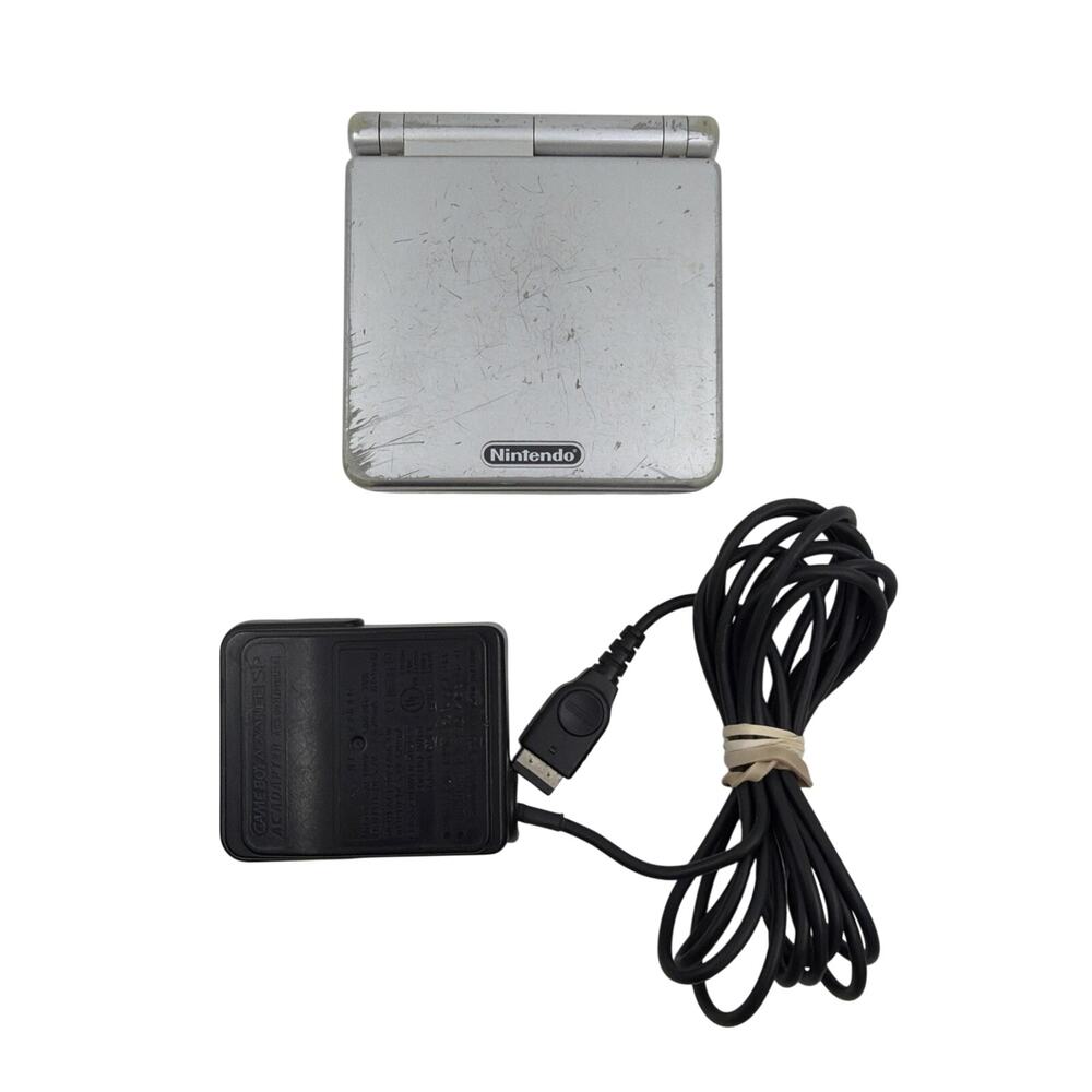 Nintendo Game Boy Advance SP AGS-001 Platinum Silver Tested & Working
